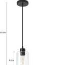 Modern Black Farmhouse Clear Glass Cylinder Pendant Light Fixture,Island Lights for Kitchen,Mini Pendant Lighting for Kitchen Island Decor - 4.75 Inch Shade 58 Inch Cord (Black 2 Pack)