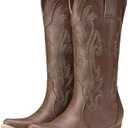 HISEA Rollda Cowboy Boots for Women, Cowgirl Boots, Comfortable Western Boots with Pointed Toe Stitched Embroidery for Country Concert Dancing Wedding Traveling Daily Outfits, Size 9