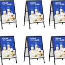 6 PACK 24 x 36 Inch A Frame Sign, Heavy Duty Double-Sided Sandwich Board, Folding Sidewalk Sandwich Board Signs, for Storefronts, Cafes, Cultural Venues, Black, Frame Only