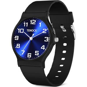 TENOCK Kids Analog Watch for Boys and Girls, 30M Water Resistant (3ATM), Sports Watch with Thin Dial & Soft Band, Easy to Read for Ages 515 – Perfect Birthday Christmas Gift for Kids(LightBlue)