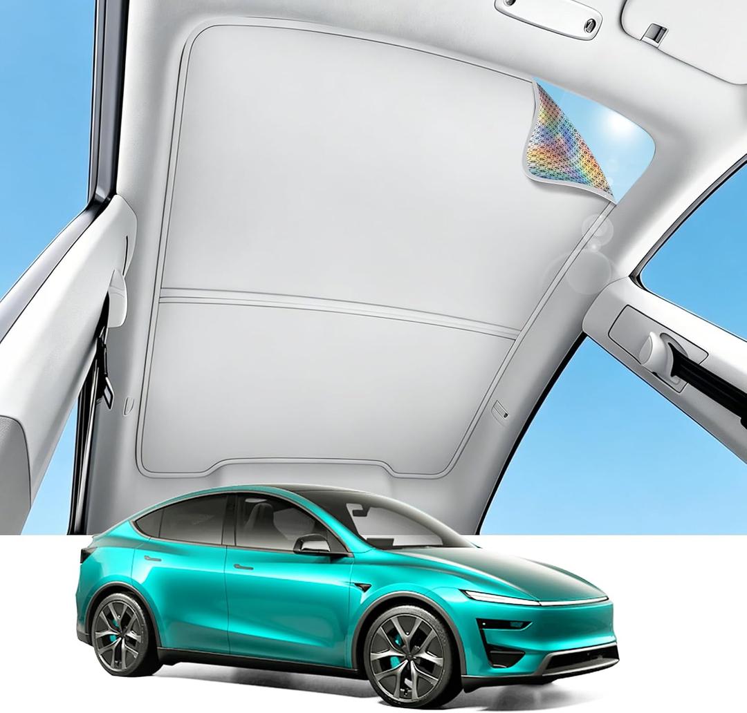 2026 Tesla Model Y Juniper Sunshade Roof-Iridescent Nano Ice Crystal Coating, No Light Leak, No Sagging Easy Install, Model Y Accessories for 2026 Model Y Juniper (Grey)