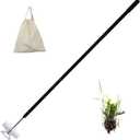 2-in-1 Weed Puller Rake Hand Weeder Garden Tools,New 11 Teeth Uprooting Weeding Tool with Adjustable Long Handle,Manganese Steel Weed Remover Tool for Garden,Lawn Weeding and Loosening SoilBlack