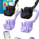 Stocking Stuffers for Teens Girls Boys Kids Cell Phone Stand: 2 Pack Upgrade Adjustable Peace Sign Thumbs Lazy Phone Holder for Desk Cool Gadgets Birthday Gifts for Women Men Adults (Black&Purple)