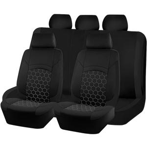 Car Seat Cover Full Sets, Polyester Foam Breathable Waterproof Vehicle Split Front Rear Seat Protectors, Automotive Interior Chair Cushion Pad, Universal for SUV RV Truck (Black)