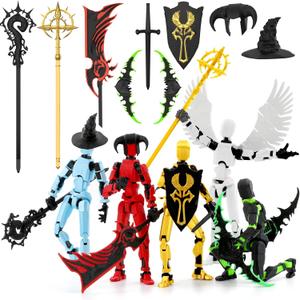 Qoopower Titan 13 Action Figure Assembly Completed, 5-Pack 3D Printed T Dummy Lucky 13 Action Figure Articulated, Gift for Boys Desktop Decorations,mueco de accin (Multicolored)