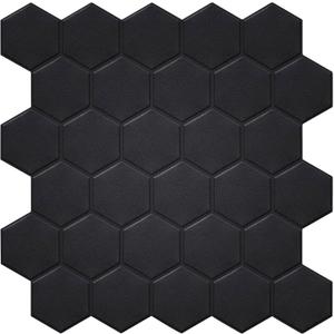 Matte Black Hexagon Peel and Stick Wall Tiles for Kitchen, Large Design 10-Sheet Stick on Backsplash for Bathroom, Kitchen, RV, etc12''12''.
