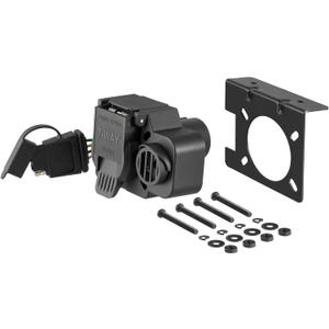 CURT 57101 Dual-Output Vehicle-Side 7-Pin, 4-Pin Connectors with Backup Alarm, Factory Tow Package and USCAR Socket Required