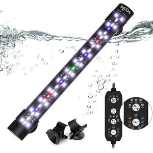 SEAOURA Submersible Aquarium Light for 12 to 23 Inch Fish Tank, 24/7 Cycle Fish Tank Light with Timer, Aquarium Plant Light with Full Spectrum+7 Single Colors, Auto On/Off, Adjustable Brightness