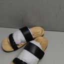 DREAM PAIRS Women's Arch Support Slides Flat Sandals Soft Cushion Slippers With Adjustable Straps Black, Size 7.5