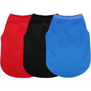Paiaite 3 Pieces Plain Dog Shirt Sleeveless Puppy Cotton Dog Shirts Breathable Pet Apparel Tank Top Colorful Puppy Sweatshirt Clothes for Small Medium Dogs Red Black and Blue L