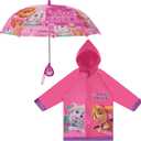 Nickelodeon girls Kids Umbrella and Poncho Raincoat Set, Paw Patrol Girls Rain Wear for Toddler 2-3 Or Kids 4-7 (Dark Pink)