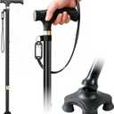 Walking Cane for Men and Women - Self-Standing Quad Base Walking Stick for Seniors, Heavy-Duty 350lbs Capacity, Adjustable Height, Non-Slip Base for Travel & Daily Support, Gift for Parents, Large