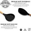 14 Piece Kitchen Utensil Set, with Wooden Handles, Includes Spatula, Whisk, Slotted Spoon - 446F Heat Resistant with Holder for Nonstick Cookware (BPA Free) (Black)