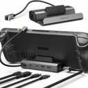 JSAUX Upgraded Docking Station 4K@120Hz for Steam Deck OLED/ROG Ally X/Legion Go/MSI Claw, 5-in-1 Steam Deck Dock with HDMI 2.1, 100Mbps Ethernet, USB 2.0 and 100W Charge for Steam Deck LCD-HB0602 (Gray (Dock Only)