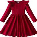 HNXDYY Princess Girl Party Tulle Dress Long Sleeve Vintage Autumnl Winter Clothes (3-4T, 119-red)