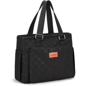 HSHRICH Large Women Lunch Bags for Work/Insulated Cooler Lunch Box with Side Pockets, 14L Capacity, Black