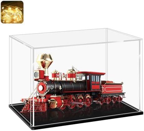LANSCOERY Clear Acrylic Display Case, Assemble Horizontal Display Box Stand with Black Base, Dustproof Protection Showcase for Collectibles Memorabilia Figurines (10x5x4inch;25x13x10cm)