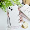 MINSCOSE for iPhone 15 Case Aesthetic Checkered Plaid Checkerboard Design Pattern ,Trendy Slim TPU Shockproof Protective Full Camera Protection Phone Cover-White