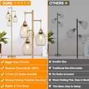 Dimmable Floor Lamp, Industrial Floor Lamps for Living Room, Gold Tree Lamp Standing Lamp Tall Lamps with 3 Elegant Teardrop Cage Head & 800 Lumens LED Bulbs for Living room Bedroom Office Dining Room