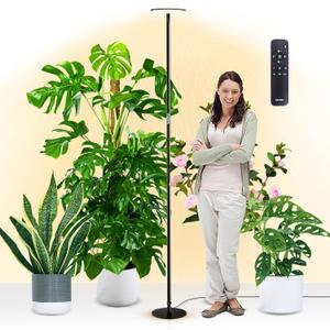 chiphy Grow Lights, 85" Full Spectrum Plant Light for Indoor Plants, 4/8/12H Timer, 60W Grow Lamp, 10 Dimmable Brightness, Height Adjustable, Remote Control, Ideal for Large Tall Plants