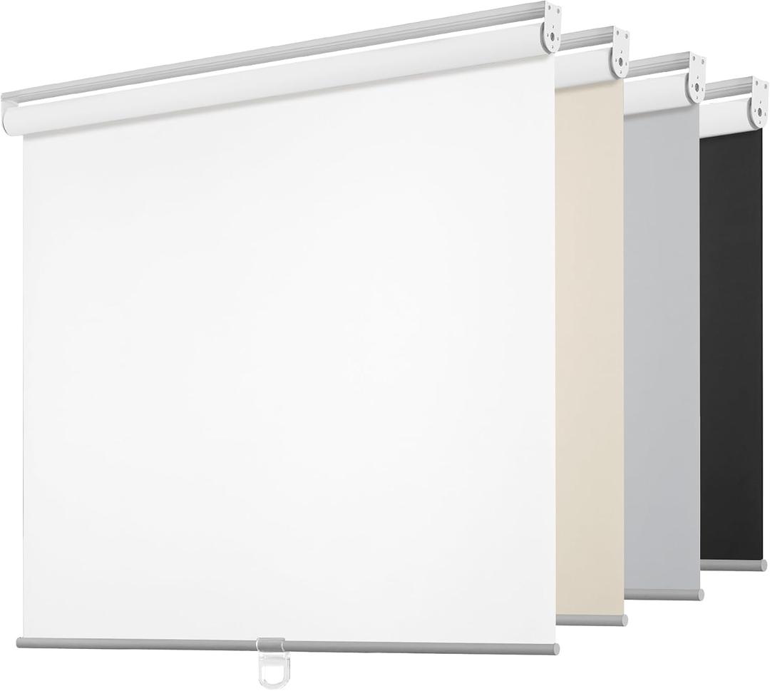 ChrisDowa Cordless Free-Stop 100% Blackout Blinds for Windows, Roller Windows Shades with Thermal Insulated, UV Protection Fabric for Living Room, Office and Home.White,32" W X 72" H