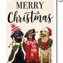 AVOIN colorlife Merry Christmas Hat Wreath Dog Garden Flag 12x18 Inch Double Sided, Xmas Winter Holiday Yard Outdoor Decorative Flag (White)