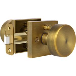 Antique Brass Door Knob Privacy Door Knobs Antique Door Knobs Interior with Lock, Old Style Door Knob Square Door Knob Vintage Door Handle for Bedroom Bathroom Lockable Door Knob