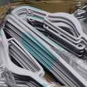 Pack of 30 Coat Hangers, Space-Saving Plastic Clothes Hangers, Non-Slip, 0.2 Inches Slim, 360 Swivel Silver Hook for Shirts, Pants, Suit & Wet/Dry Garments, Blue and White