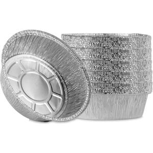 Plasticpro 7'' Inch Round Tin Foil Pans Disposable Aluminum, Freezer & Oven Safe - For Baking, Cooking, Storage, Roasting, & Reheating, Pack of 50