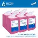 Scott Professional Foam Hand Soap with Moisturizers (91552), 1.0 L, Foaming, Pink, Floral Scent, Manual Refills (6 Bottles)