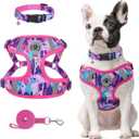 BEAUTYZOO Dog Harness Collar and Leash Set, No Pull Step in Pet Harness for Medium Sized Dogs, Adjustable No Escape Puppy Vest Harnesses Outdoor Walking Running, Soft Reflective Vest, Hot Pink M