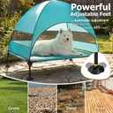 Elevated Dog Bed with UV-Proof Canopy, Outdoor Dog Tent with Powerful Adjustable Feet, Portable Pet Cot with Wider Shade, Raised Cooling Bed for Camping, Patio, Beach, Poolside