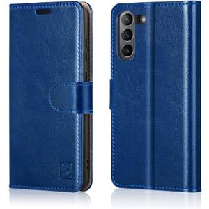 Belemay Compatible with Galaxy S21 FE 5G Wallet Case (6.4 inch) Premium Leather Flip Case [RFID Blocking] Card Holder [Undetachable Interior Shell] Magnetic Folio Folding Cover for Men Women, Blue