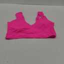 GRAPENT Bikini Tops for Women Scalloped Bathing Suit Beach Padded Adjustable Cropped Tankini Swimwear Swim Top Only (Medium, Neon Pink)