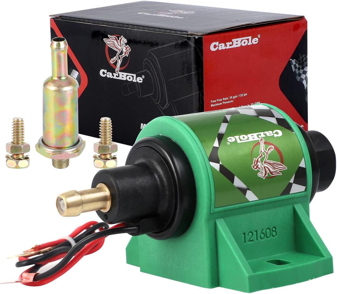 CarBole 12D Micro Electric Diesel Fuel Pump Universal 5/16 inch Inlet and Outlet 12V 1-2 A, 35 GPH, 4-7 PSI (Diesel Fuel Pump 4-7 Psi)