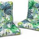 LVTXIII Outdoor Adirondack Chair Cushions, L42 x W21 x H4 Patio Tufted Low Back Cushions, Seasonal Replacement Rocking Chair Cushion for Home Garden Furnitue, Set of 2, Islamorada Blue Green