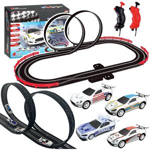 AGM MASETCH Slot Car Racing Track Set with 4 Unique Slot Cars, Battery Powered or Electric Car Track, Gift Toys for Boys Girls 4-12 Years Old
