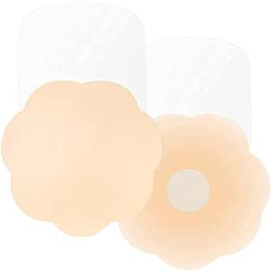 Ginmewrae Pasties Nipple Cover Breast Lift Tape Pasties Silicone Nippleless Cover Reusable Breast Tape for Women (Beige)