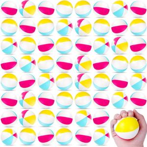 60 Pcs Beach Stress Balls Bulk 2.5" Mini Relief Stress Ball Pu Foam Squeezy Balls Summer Swimming Pool Game Toy Rainbow Beach Ball for Hawaiian Beach Birthday Party Favor School Carnival Reward