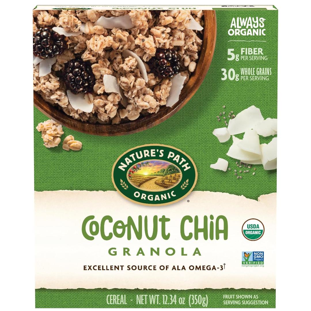 Nature's Path Organic Coconut Chia Granola, 12.34 oz (Pack of 1), Non-GMO (EXP 04/14/27)