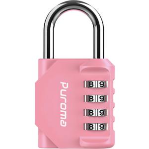 Puroma 1 Pack Combination Lock for Locker 4 Digit Outdoor Waterproof Padlock for School, Gym, Sports, Fence, Toolbox, Gate, Case, Outdoor, Hasp Storage (Rose Pink)