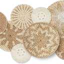 Xuhal 8 Pcs Boho Wall Basket Decor Decorative Bulrush Woven Basket Wall Decor Rustic Farmhouse Hanging Baskets for Kitchen Rustic Home Summer Decorations (Classic)