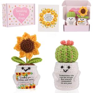 Get Well Gifts for Women - Positive Sunflower Crochet Surgery Recovery and Cancer Care Comfort Gifts, Get Well Soon Hospital Bag Essentials, Cheer Up and Encouragement for Patients