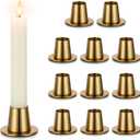NUPTIO Gold Candlestick Holder Bulk: 11 Pcs Small Taper Candlesticks Holders for Tapered Candles Short Modern Metal Candle Stick Tapers Holder Brass Candleholder for Wedding Thanksgiving Holiday Decor