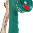 Garden Hose Nozzle, Heavy Duty Metal Spray Nozzle with Tie Rods Made of Brass, High Pressure Hose Nozzle with Non-Slip Grip Handle for Watering Garden, Washing Cars and Showering Pets