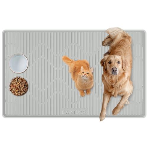 Bartuke Dog Food Mat, 50" x 34" Extra Large Silicone Pet Feeding Mat with Raised Edge Silicone Mat for Food and Water Pet Placemat for Small, Medium, and Large Pets Non-Slip, Easy to Clean