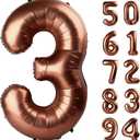 Dark Brown 3 Balloon, Coffee Brown Number Balloons 40 Inch, Chocolate 3rd Birthday Decorations for Kids Girls Boys, Men Women Party Supplies for Decorations, Number 3 Balloon