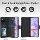 for Samsung Galaxy S26-Wallet Case: with RFID Blocking Card Slots (6 Cards) | Soft PU Leather Magnetic Snap Zipper Pocket | Crossbody Wrist Strap Protective Phone Cover - Black