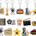 Taiyin 12 Pieces Movie Night Party Supplies Acrylic Movie Keychains Now Showing Party Supplies Camera Clapboard Microphone Ticket Film Keychain Souvenirs Gift Christmas Gifts
