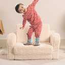 Kids Chairs for Toddler, 2-in-1 Toddler Soft Sherpa Couch Fold Out, Convertible Sofa to Lounger for Girls and Boys, Cream (Medium)
